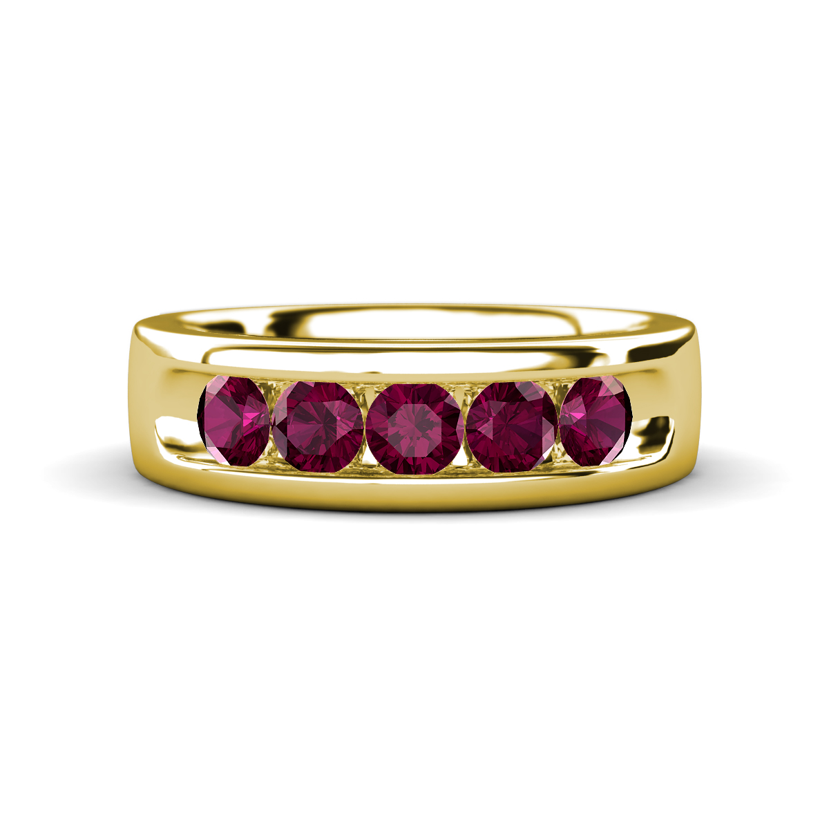 Irvin 0.84 ctw Rhodolite Garnet 5 stone Comfort Fit Men Wedding Band (6 mm) 